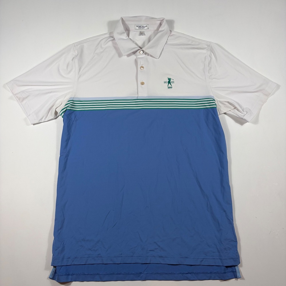 Peter Millar Polo Shirt Mens Large Summer Comfort Striped LaGrange Country Club